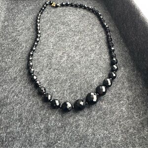 Black Beaded Necklace with Elegant Design